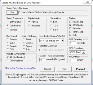 Change Parameters, File Name, and Proceed