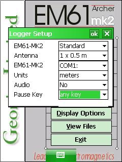 EM61-MK2 Logger Setup Pause Key