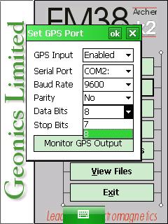 Geonics LTD EM38 Set GPS Port Data Bits