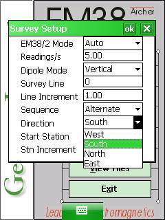 Geoncis EM38 Survey Setup Line Direction