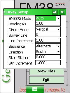 Geonics EM38 Survey Setup Mode