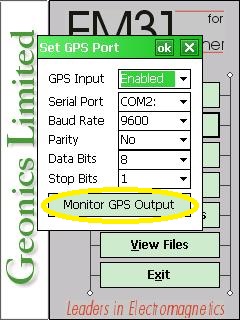Geonics LTD EM31 Set GPS Monitor GPS Output