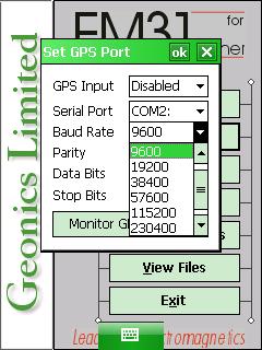 Geonics LTD EM31 Set GPS Port Baud