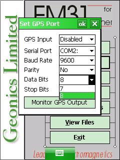 Geonics LTD EM31 Set GPS Port Data Bits