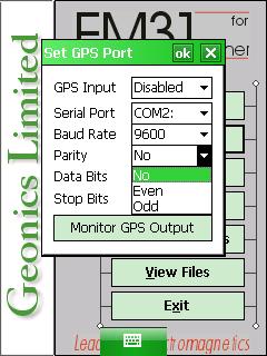 Geonics LTD EM31 Set GPS Port Parity