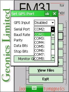 Geonics LTD EM31 Set GPS Port Serial Port