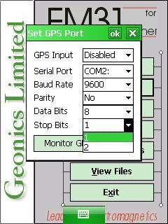 Geonics LTD EM31 Set GPS Ports Stop Bits