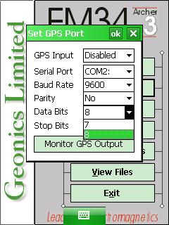 Geonics LTD EM34 Set GPS Port Data Bits
