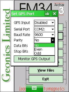 Geonics LTD EM34 Set GPS Port Parity