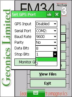 Geonics LTD EM34 Set GPS Port Stop Bits