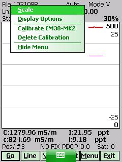 Geonics LTD EM38 Monitor Log Display Menu Options